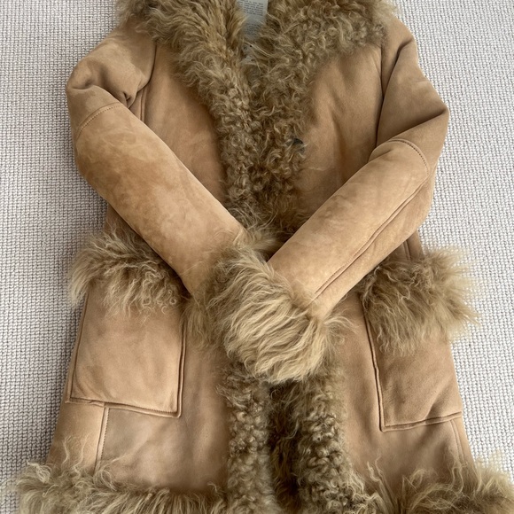 Zara NTW Women's Tan Genuine suede/ Shearling fur Coat - Picture 10 of 12